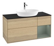 Тумба під раковину Villeroy & Boch Finion 120х50,1 см з підсвічуванням МДФ шпон дуба/скло чорне матове G832GMPC