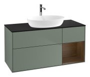 Тумба під раковину Villeroy & Boch Finion 120х50,1 см із підсвічуванням МДФ оливковий матовий лак/скло чорне матове G832GNGM