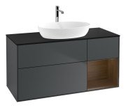 Тумба под раковину Villeroy & Boch Finion 120х50,1 см с подсветкой МДФ темно-синий матовый лак/стекло черное матовое G832GNHG