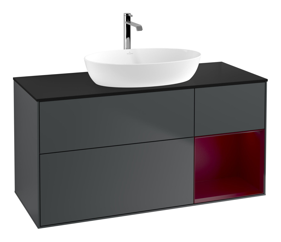 Тумба под раковину Villeroy & Boch Finion 120х50,1 см с подсветкой МДФ темно-синий матовый лак/стекло черное матовое G832HBHG