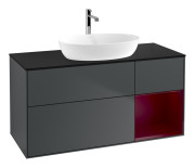 Тумба под раковину Villeroy & Boch Finion 120х50,1 см с подсветкой МДФ темно-синий матовый лак/стекло черное матовое G832HBHG