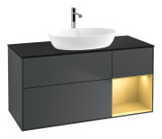 Тумба под раковину Villeroy & Boch Finion 120х50,1 см с подсветкой МДФ темно-синий матовый лак/стекло черное матовое G832HFHG