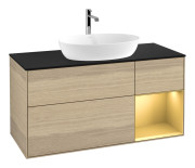 Тумба под раковину Villeroy & Boch Finion 120х50,1 см с подсветкой МДФ шпон дуба/стекло черное матовое G832HFPC