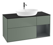 Тумба под раковину Villeroy & Boch Finion 120х50,1 см с подсветкой МДФ оливковый матовый лак/стекло черное матовое G832HGGM
