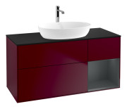 Тумба под раковину Villeroy & Boch Finion 120х50,1 см с подсветкой МДФ пион матовый лак/стекло черное матовое G832HGHB