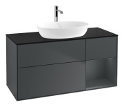 Тумба под раковину Villeroy & Boch Finion 120х50,1 см с подсветкой МДФ темно-синий матовый лак/стекло черное матовое G832HGHG