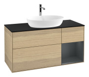 Тумба под раковину Villeroy & Boch Finion 120х50,1 см с подсветкой МДФ шпон дуба/стекло черное матовое G832HGPC