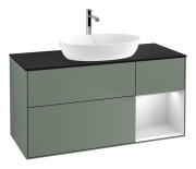 Тумба под раковину Villeroy & Boch Finion 120х50,1 см с подсветкой МДФ оливковый матовый лак/стекло черное матовое G832MTGM