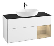 Тумба под раковину Villeroy & Boch Finion 120х50,1 см с подсветкой МДФ белый глянцевый лак/стекло черное матовое G832PCGF