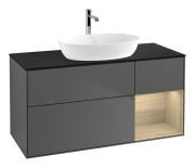 Тумба под раковину Villeroy & Boch Finion 120х50,1 см с подсветкой МДФ антрацит матовый лак/стекло черное матовое G832PCGK