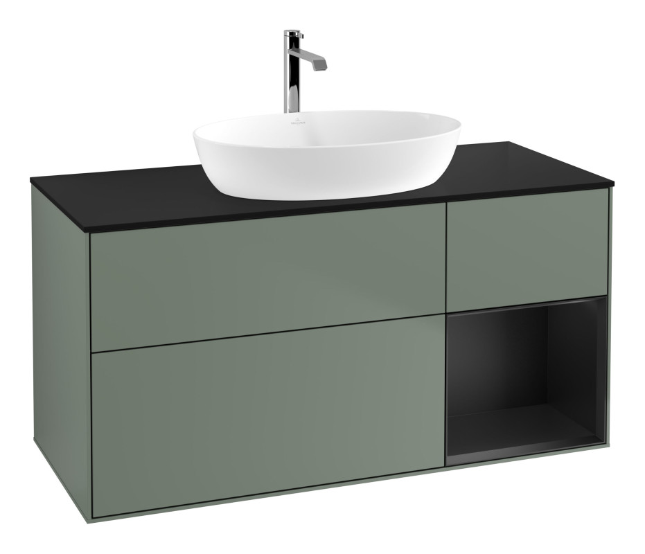 Тумба под раковину Villeroy & Boch Finion 120х50,1 см с подсветкой МДФ оливковый матовый лак/стекло черное матовое G832PDGM