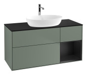 Тумба под раковину Villeroy & Boch Finion 120х50,1 см с подсветкой МДФ оливковый матовый лак/стекло черное матовое G832PDGM