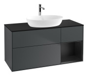 Тумба под раковину Villeroy & Boch Finion 120х50,1 см с подсветкой МДФ темно-синий матовый лак/стекло черное матовое G832PDHG