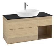 Тумба под раковину Villeroy & Boch Finion 120х50,1 см с подсветкой МДФ шпон дуба/стекло черное матовое G832GNPC