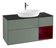 Тумба під раковину Villeroy & Boch Finion 120х50,1 см із підсвічуванням МДФ оливковий матовий лак/скло чорне матове G832HBGM