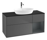 Тумба под раковину Villeroy & Boch Finion 120х50,1 см с подсветкой МДФ антрацит матовый лак/стекло черное матовое G832HGGK