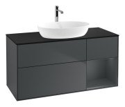 Тумба под раковину Villeroy & Boch Finion 120х50,1 см с подсветкой МДФ темно-синий матовый лак/стекло черное матовое G832HGHG