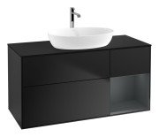 Тумба під раковину Villeroy & Boch Finion 120х50,1 см із підсвічуванням МДФ чорний матовий лак/скло чорне матове G832HGPD
