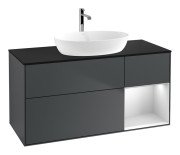 Тумба под раковину Villeroy & Boch Finion 120х50,1 см с подсветкой МДФ темно-синий матовый лак/стекло черное матовое G832MTHG