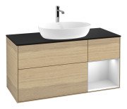 Тумба під раковину Villeroy & Boch Finion 120х50,1 см з підсвічуванням МДФ шпон дуба/скло чорне матове G832MTPC