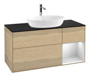Тумба под раковину Villeroy & Boch Finion 120х50,1 см с подсветкой МДФ шпон дуба/стекло черное матовое G832MTPC