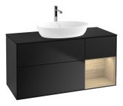 Тумба под раковину Villeroy & Boch Finion 120х50,1 см с подсветкой МДФ черный матовый лак/стекло черное матовое G832PCPD