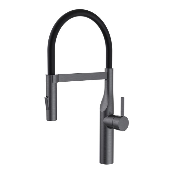 Смеситель для кухни Аквародос Palma однорычажный с выдвижной лейкой gun metal АР000110525