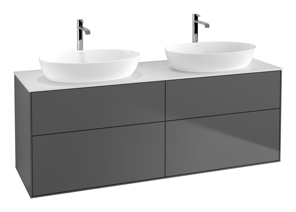 Тумба под раковину Villeroy & Boch Finion 160х50,1 см с подсветкой МДФ антрацит матовый лак/стекло белое матовое G84100GK