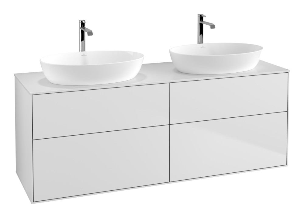 Тумба під раковину Villeroy & Boch Finion 160х50,1 см із підсвічуванням МДФ білий матовий лак/скло біле матове G84100MT