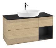 Тумба под раковину Villeroy & Boch Finion 120х50,1 см с подсветкой МДФ шпон дуба/стекло черное матовое G832PDPC