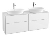 Тумба под раковину Villeroy & Boch Finion 160х50,1 см МДФ глянцевый белый лак/стекло белое матовое F84100GF