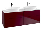 Тумба под раковину Villeroy & Boch Finion 160х50,1 см МДФ пион матовый лак/стекло белое матовое F84100HB