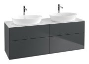 Тумба під раковину Villeroy & Boch Finion 160х50,1 см МДФ темно-синій матовий лак/скло біле матове F84100HG