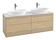 Тумба під раковину Villeroy & Boch Finion 160х50,1 см МДФ шпон дуба/скло біле матове F84100PC