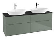 Тумба под раковину Villeroy & Boch Finion 160х50,1 см МДФ оливковый матовый лак/стекло черное матовое F84200GM