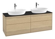 Тумба під раковину Villeroy & Boch Finion 160х50,1 см МДФ шпон дуба/скло чорне матове F84200PC