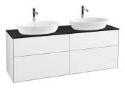Тумба под раковину Villeroy & Boch Finion 160х50,1 см с подсветкой МДФ глянцевый белый лак/стекло черное матовое G84200GF