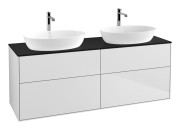 Тумба під раковину Villeroy & Boch Finion 160х50,1 см із підсвічуванням МДФ білий матовий лак/скло чорне матове G84200MT