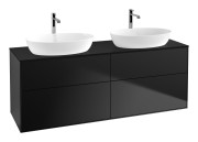 Тумба під раковину Villeroy & Boch Finion 160х50,1 см із підсвічуванням МДФ чорний матовий лак/скло чорне матове G84200PD