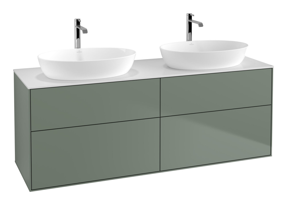 Тумба под раковину Villeroy & Boch Finion 160х50,1 см с подсветкой МДФ оливковый матовый лак/стекло белое матовое G84100GM