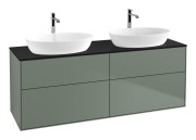 Тумба под раковину Villeroy & Boch Finion 160х50,1 см с подсветкой МДФ оливковый матовый лак/стекло черное матовое G84200GM