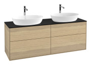 Тумба під раковину Villeroy & Boch Finion 160х50,1 см із підсвічуванням МДФ шпон дуба/скло чорне матове G84200PC