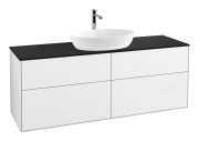 Тумба под раковину Villeroy & Boch Finion 160х50,1 см МДФ глянцевый белый лак/стекло черное матовое F85200GF