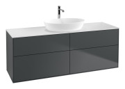 Тумба под раковину Villeroy & Boch Finion 160х50,1 см МДФ темно-синий матовый лак/стекло белое матовое F85100HG