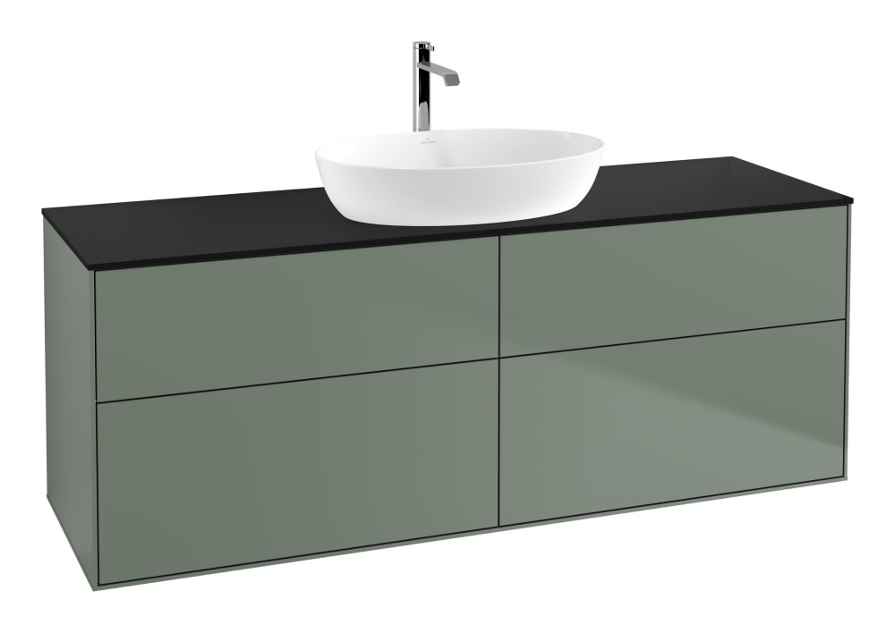 Тумба под раковину Villeroy & Boch Finion 160х50,1 см МДФ оливковий матовий лак/стекло черное матовое F85200GM