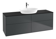 Тумба под раковину Villeroy & Boch Finion 160х50,1 см МДФ темно-синий матовый лак/стекло черное матовое F85200HG