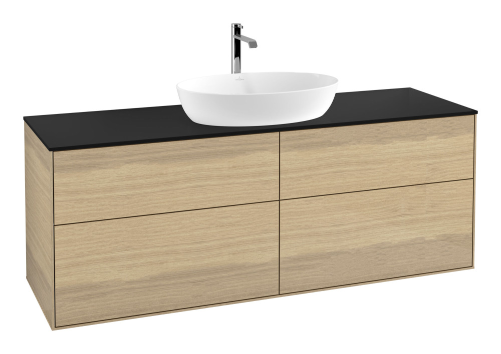 Тумба под раковину Villeroy & Boch Finion 160х50,1 см МДФ шпон дуба/стекло черное матовое F85200PC