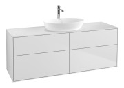 Тумба під раковину Villeroy & Boch Finion 160х50,1 см із підсвічуванням МДФ білий матовий лак/скло біле матове G85100MT