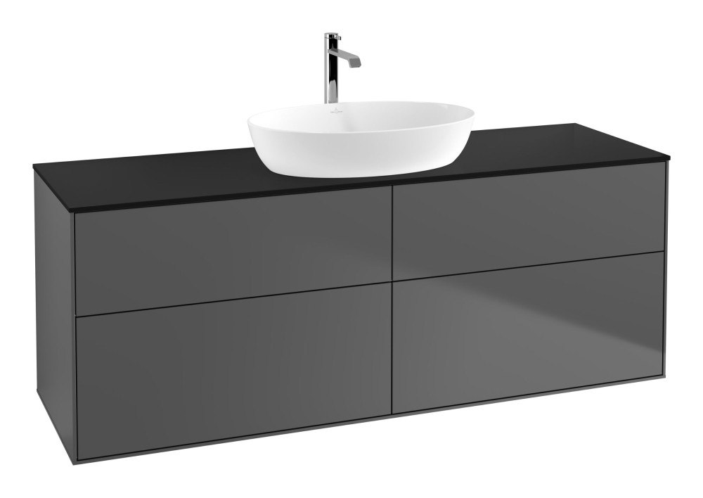 Тумба під раковину Villeroy & Boch Finion 160х50,1 см із підсвічуванням МДФ антрацит матовий лак/скло чорне матове G85200GK
