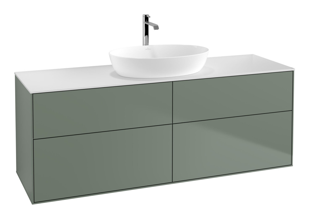 Тумба под раковину Villeroy & Boch Finion 160х50,1 см с подсветкой МДФ оливковый матовый лак/стекло белое матовое G85100GM